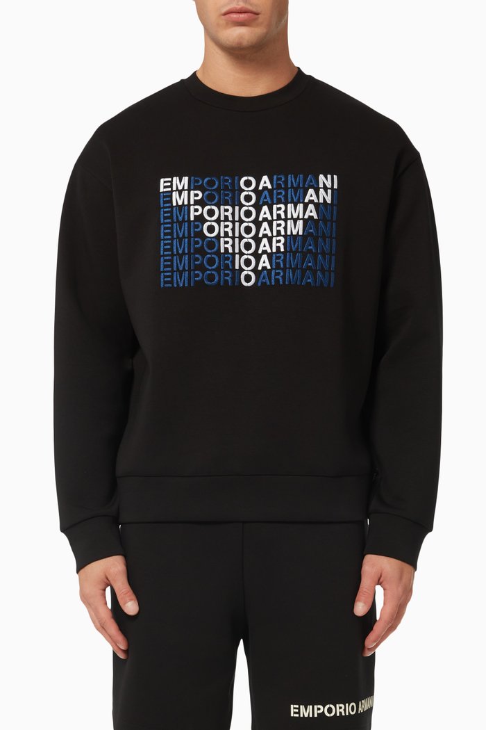

EA Logo Sweatshirt in Double Jersey, Black