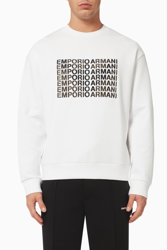 

EA Logo Sweatshirt in Double Jersey, White