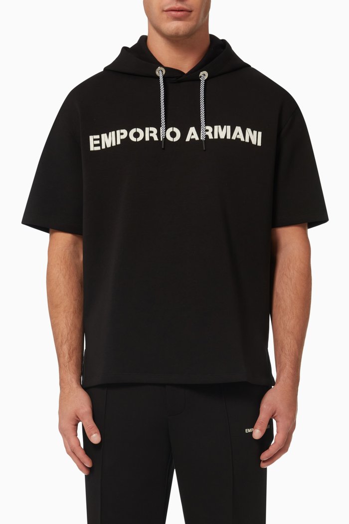 

City Capsule Hooded Shirt in Double Jersey, Black