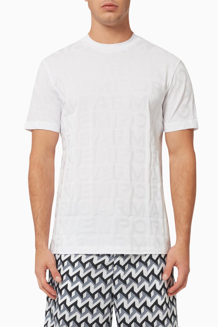 

EA Logo T-shirt in Cotton Jacquard, White