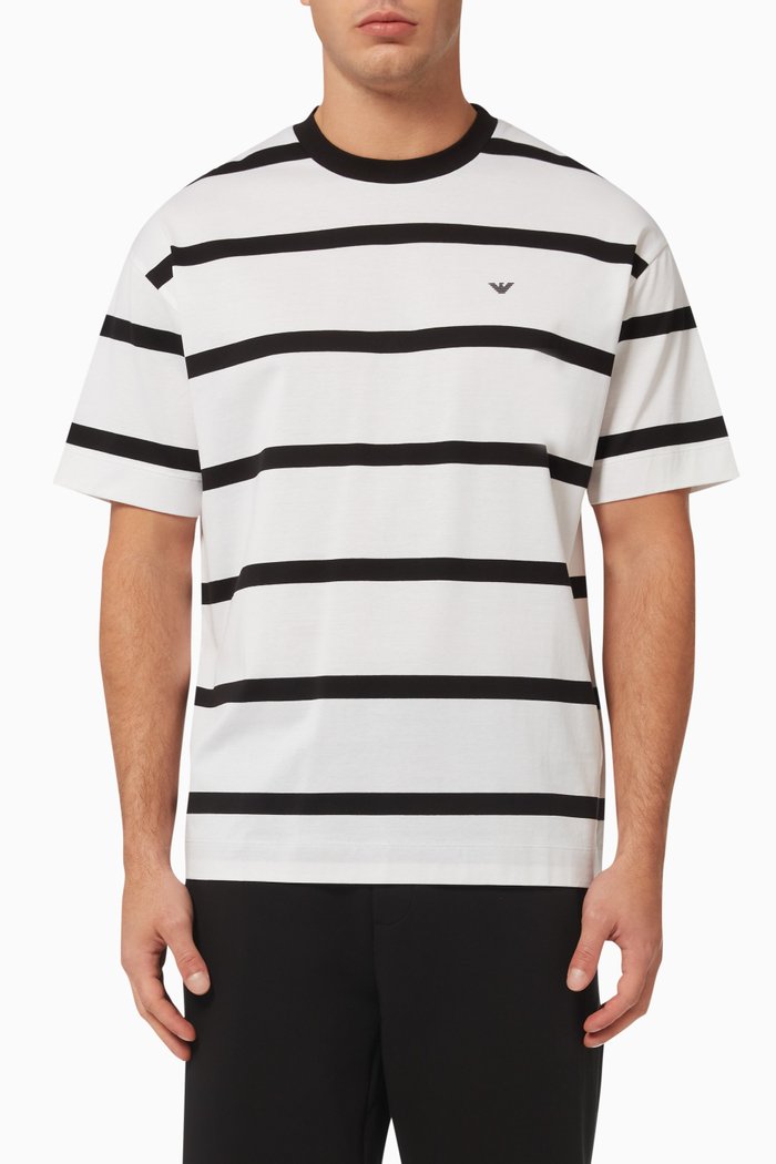 

EA Striped T-shirt in Cotton Jersey, White