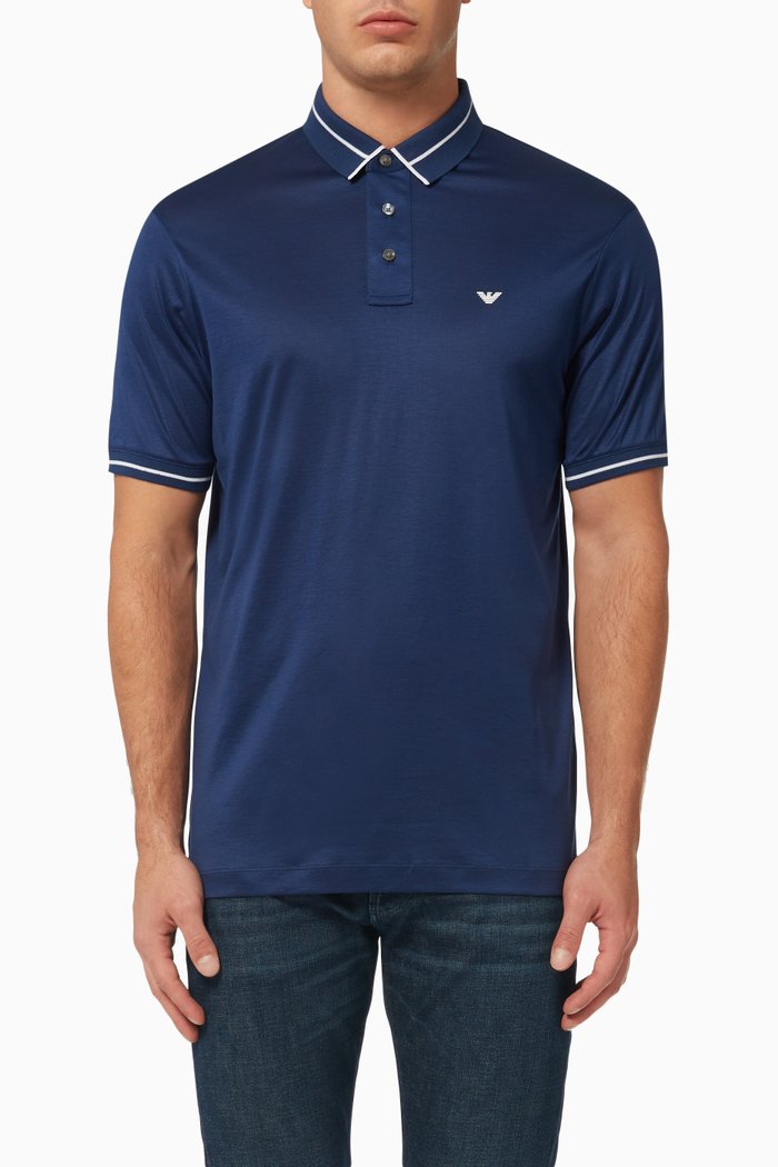 

EA Micro Eagle Polo Shirt in Cotton, Blue