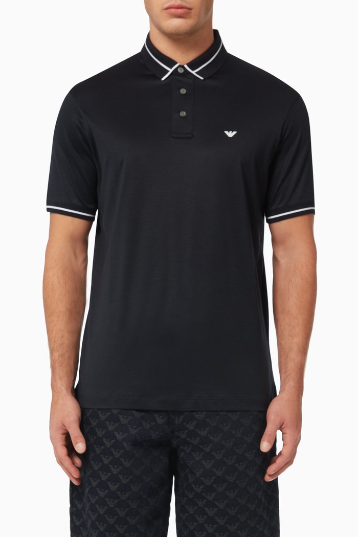 

EA Micro Eagle Polo Shirt in Cotton, Blue