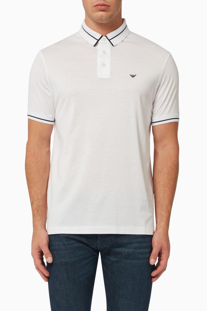 

EA Micro Eagle Polo Shirt in Cotton, White