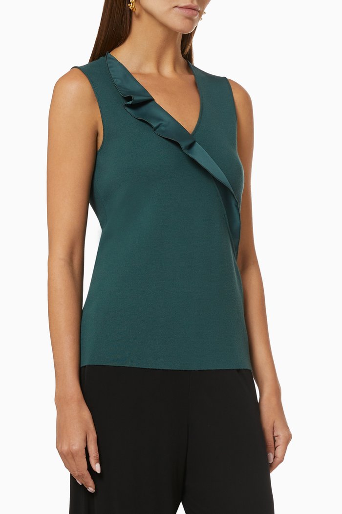 

Ruffle Wrap Top in Jersey, Green