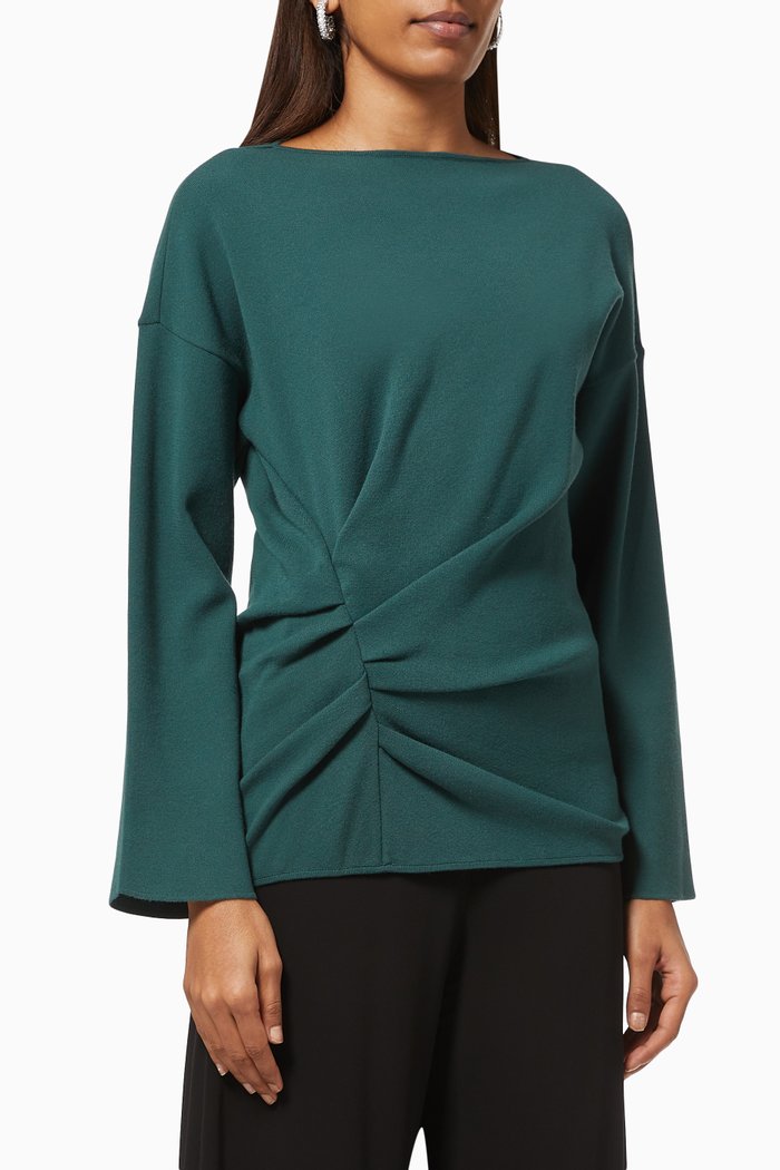 

Kimono Sleeves Sweater in Viscose Knit, Green