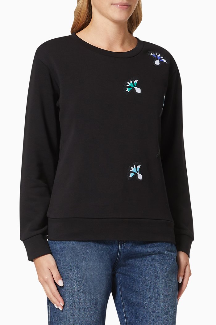 

Ginko Floral Sweatshirt in Jersey, Black