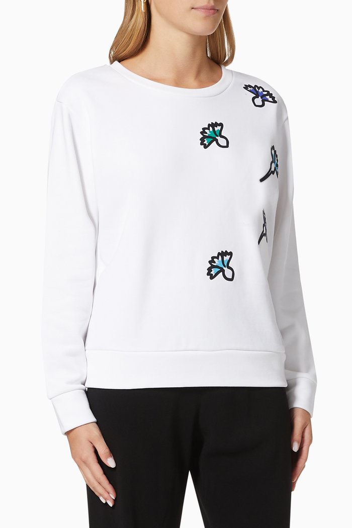 Gingko Flower Sweatshirt in Jersey, White