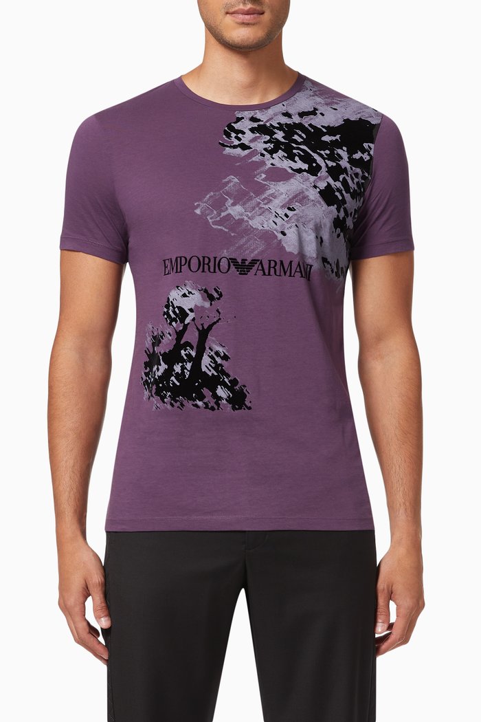 

EA Water Flocked T-shirt in Cotton Jersey, Purple