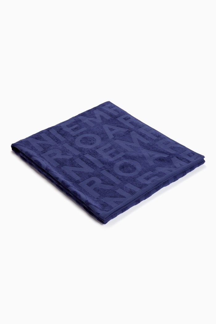 EA Text Sports Towel in Terry Cotton, Blue