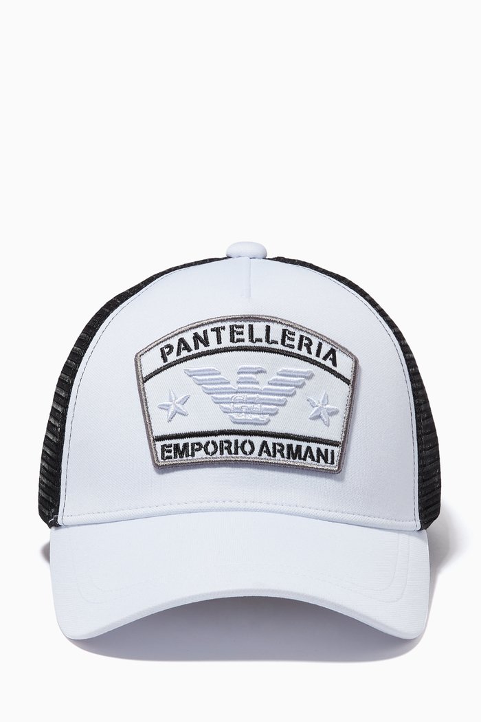 EA City Capsule Collection Baseball Hat in Cotton & Mesh, White
