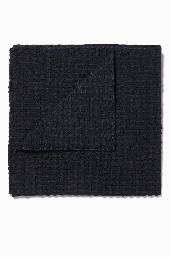 

Checked Pocket Square in Jacquard, Blue