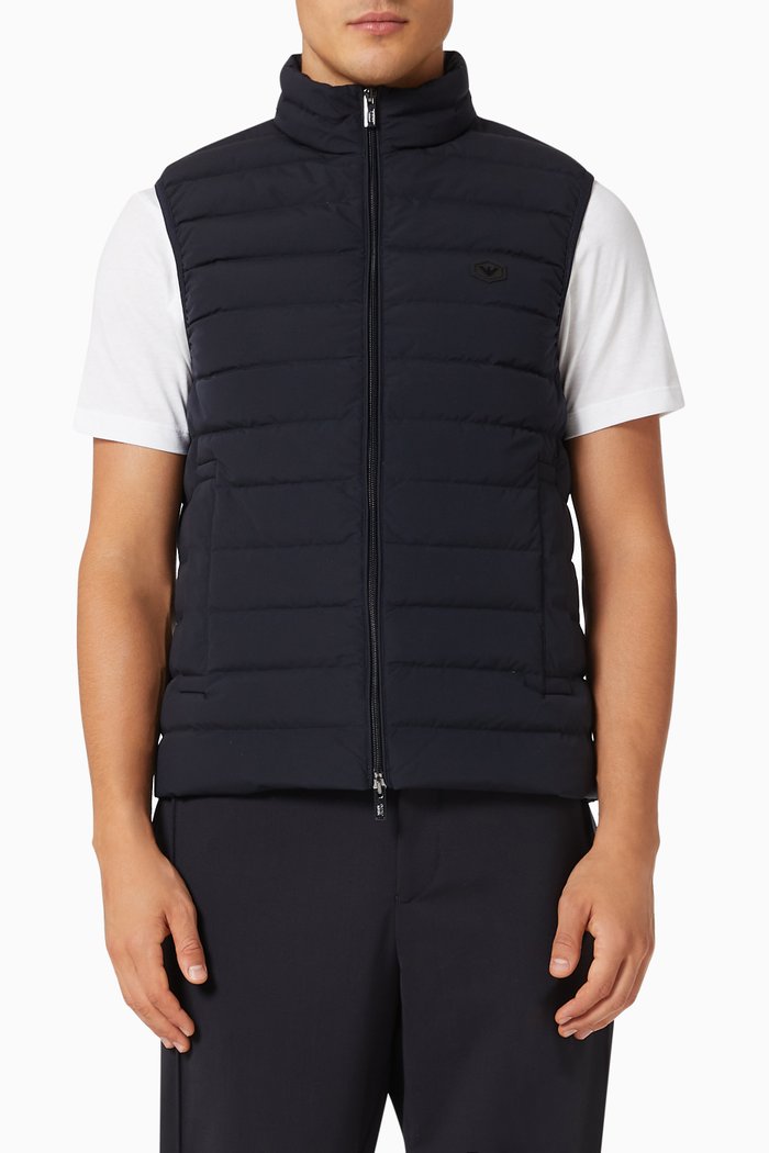 

Essential Capsule Down Gilet in Quilted Nylon, Blue