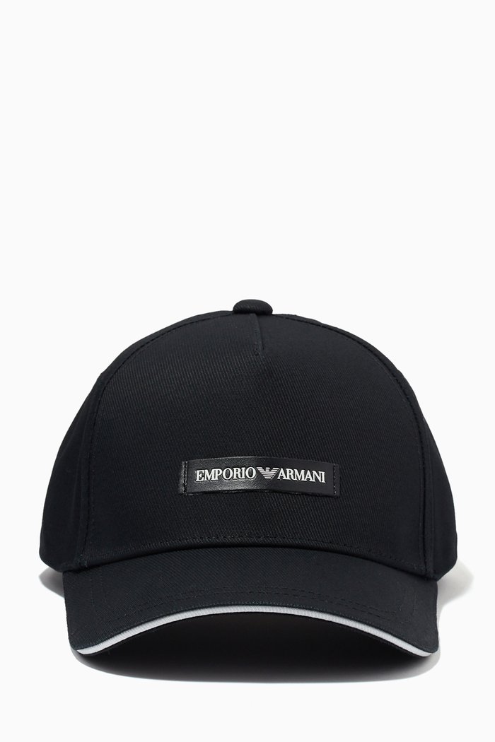 

EA Logo Baseball Cap in Cotton Gabardine, Black