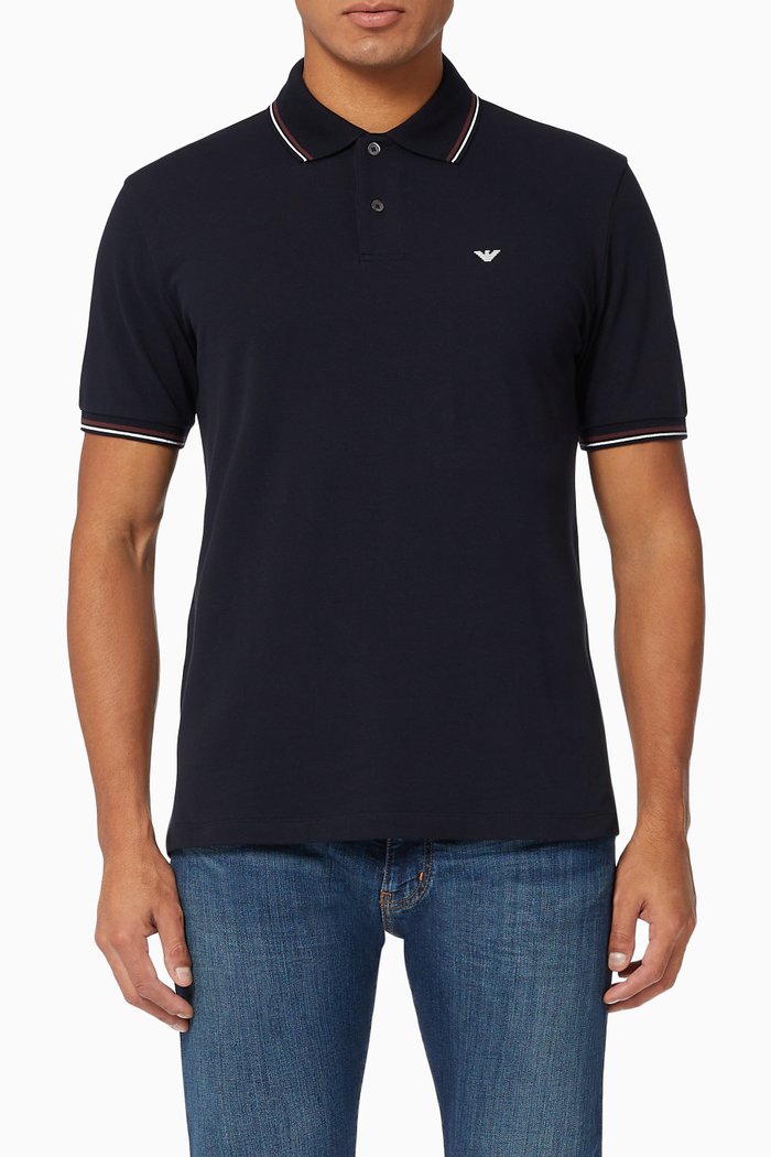 

Essential Capsule EA Polo Shirt in Cotton Piquet, Blue