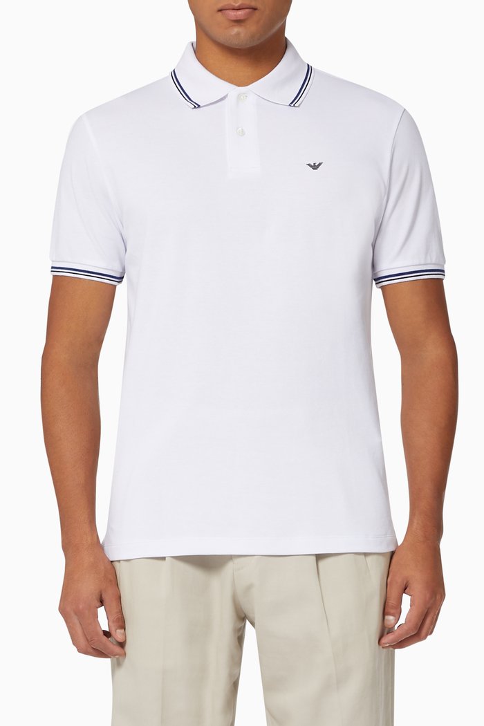 

Essential Capsule EA Polo Shirt in Cotton Piquet, White