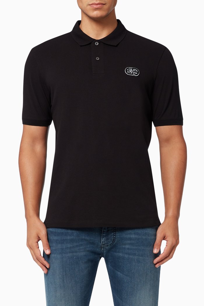 

R-EAcreate Capsule Polo Shirt in Cotton, Black