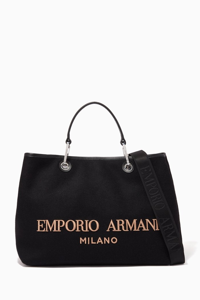 

My EA Medium Tote Bag in Felt, Black