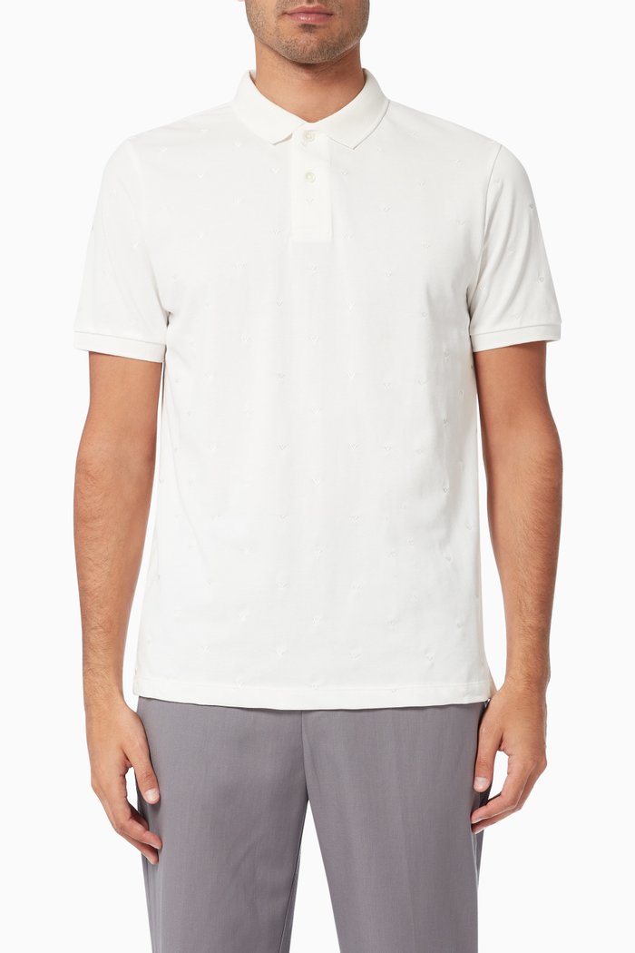 

EA Signature Polo Shirt in Stretch Cotton Piquet, White