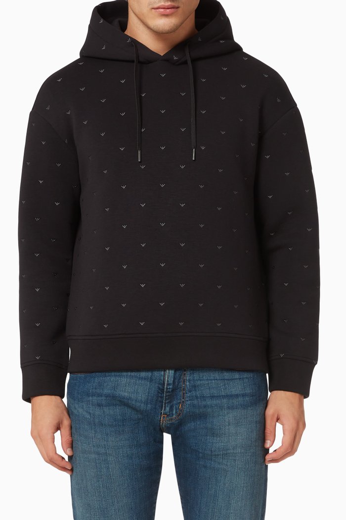 

EA Eagle Hooded Sweatshirt in Jersey, Black