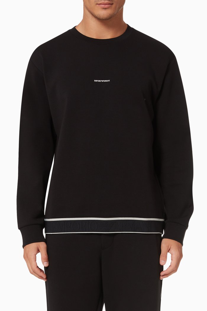 

EA Micro Logo Sweatshirt in Double Jersey, Black