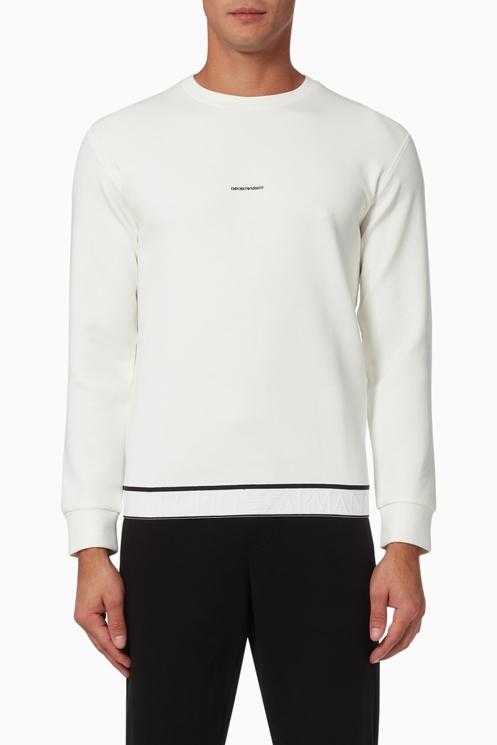 

EA Micro Logo Sweatshirt in Double Jersey, White