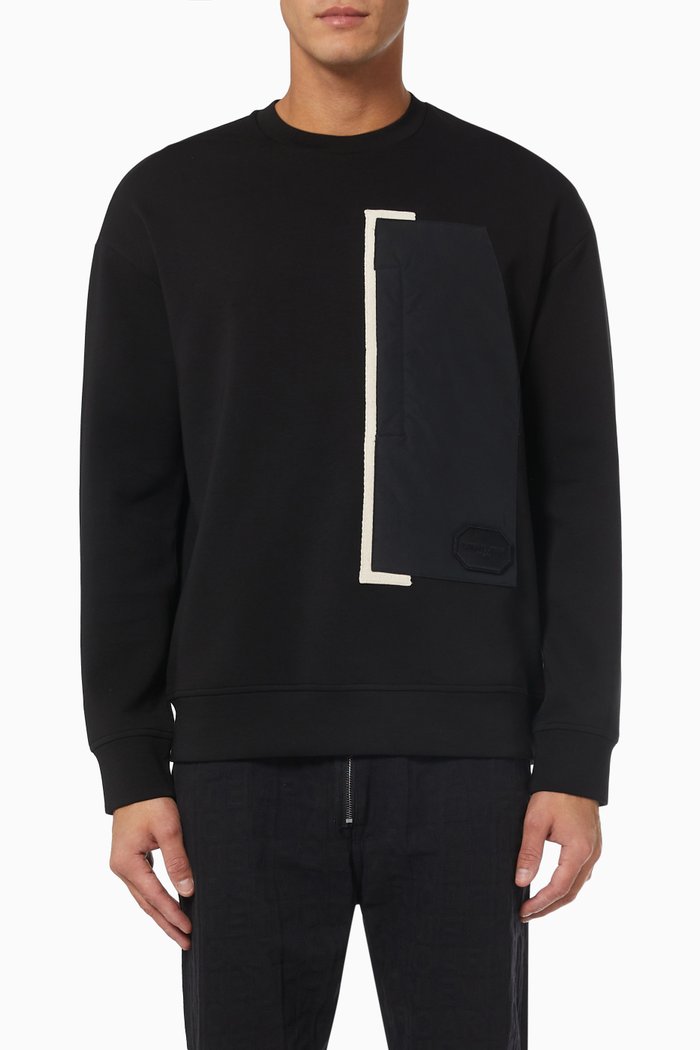 

Elongated Pocket Sweatshirt in Double Jersey, Black