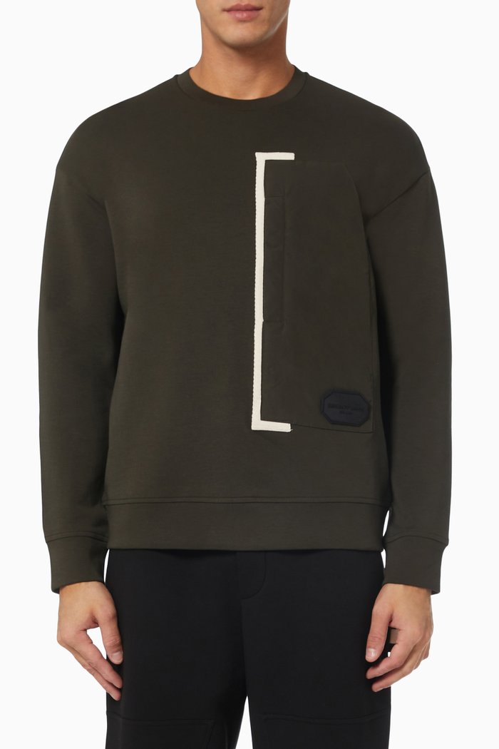 

Elongated Pocket Sweatshirt in Double Jersey, Green