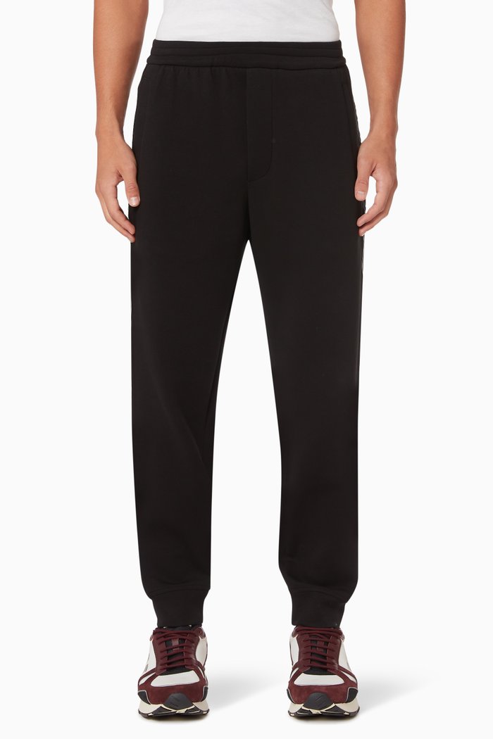 

EA Logo Tape Joggers in Double Jersey, Black