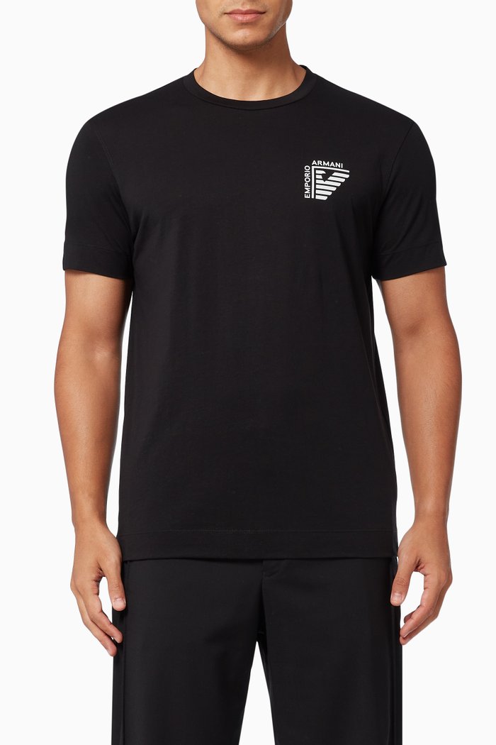 EA Eagle T-shirt in Pima Cotton Jersey, Black