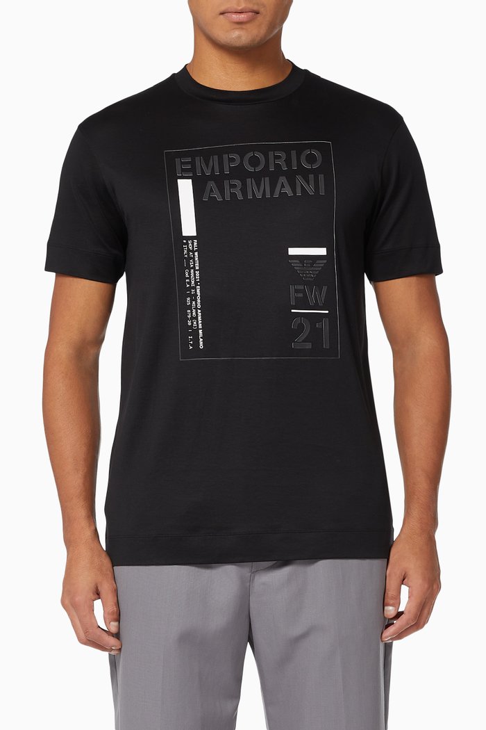 

EA FW21 Logo T-shirt in Tencel-blend Jersey, Black