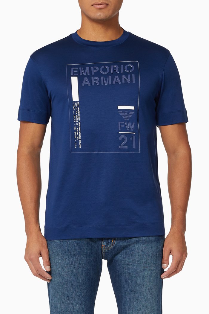 

EA FW21 Logo T-shirt in Tencel-blend Jersey, Blue