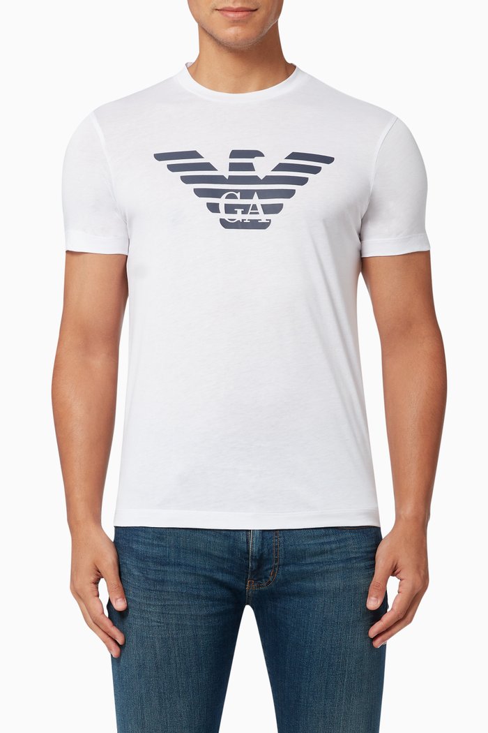

EA Macro Logo T-shirt in Cotton Jersey, White