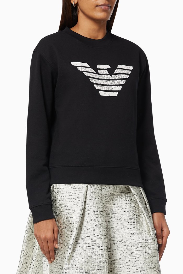 

EA Macro Eagle Sweatshirt in Jersey, Black