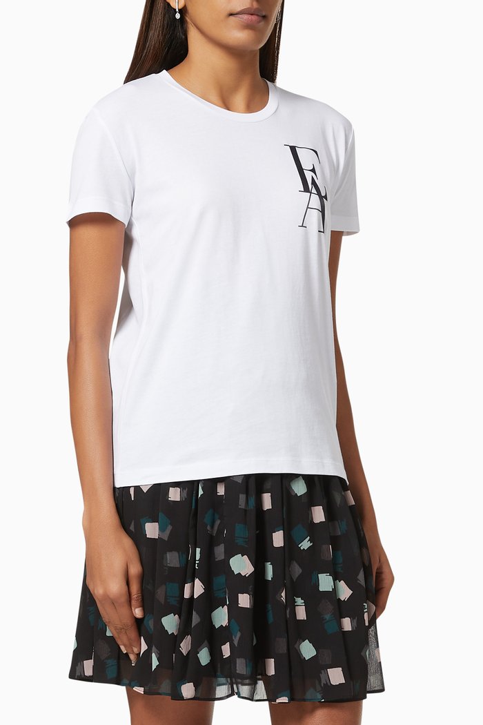

EA Logo T-shirt in Cotton Jersey, White