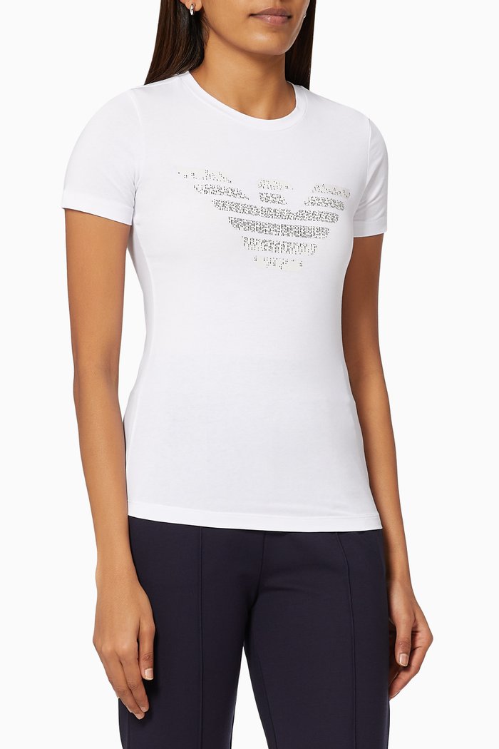 

EA Macro Eagle Logo T-shirt in Stretch Jersey, White