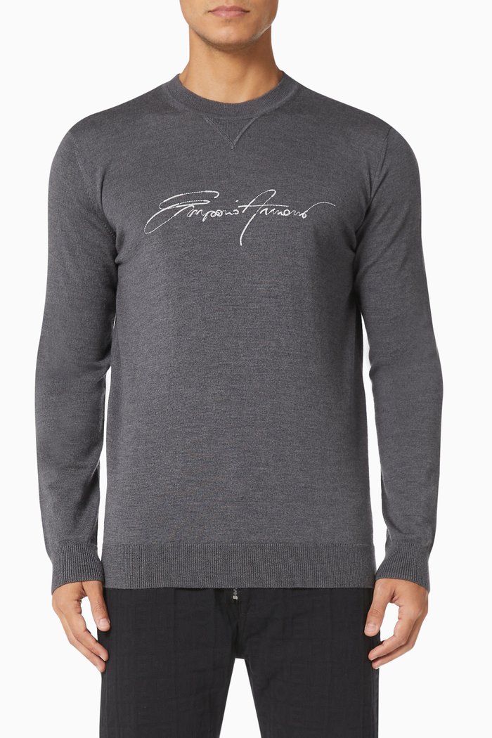 

EA Signature Sweater in Virgin Wool, Grey