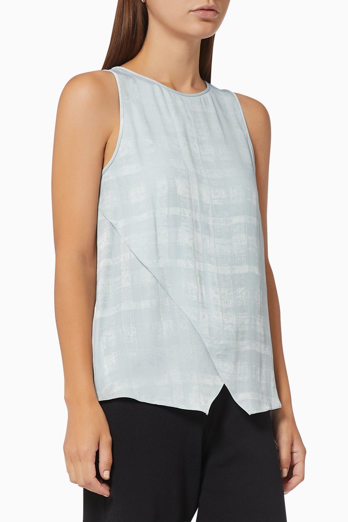 

Check Motif Top in Silk Crepe, Grey
