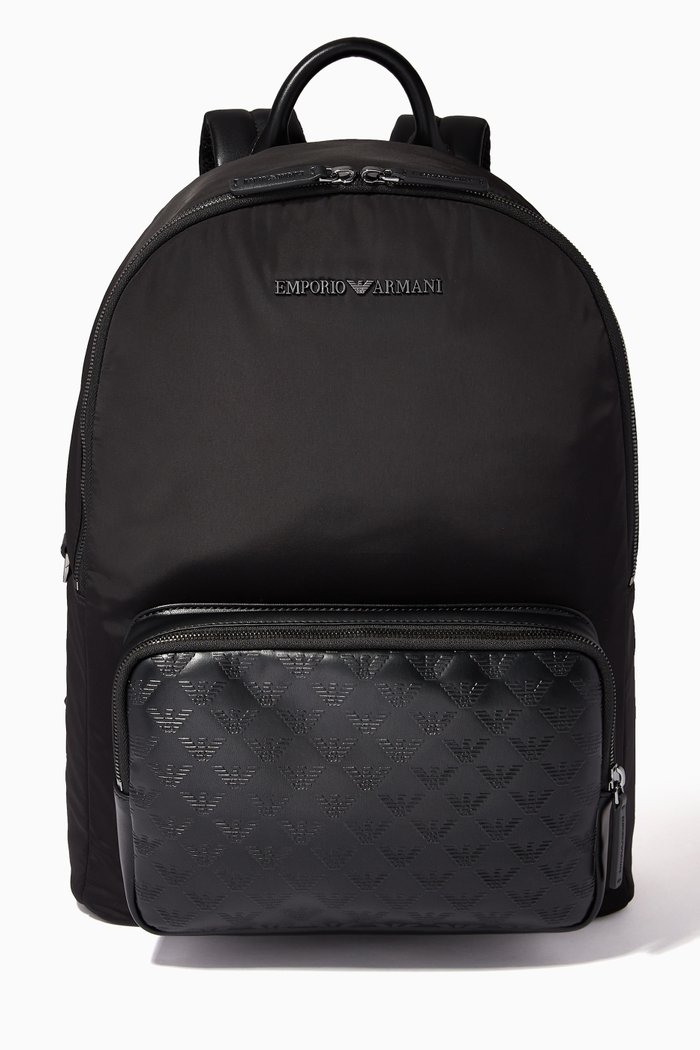 EA Monogram Backpack in Nylon, Black
