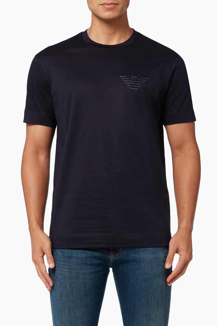 

EA Eagle Embroidered T-shirt in Cotton Jersey, Blue