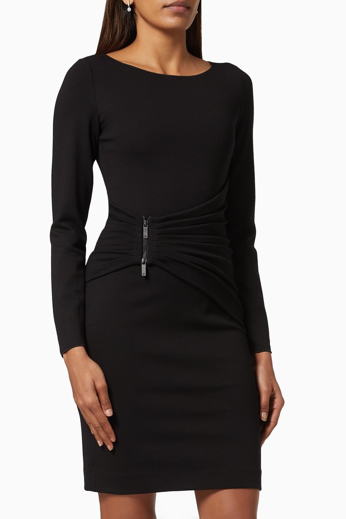 Ruched Sheath Dress in Milano Jersey, Black