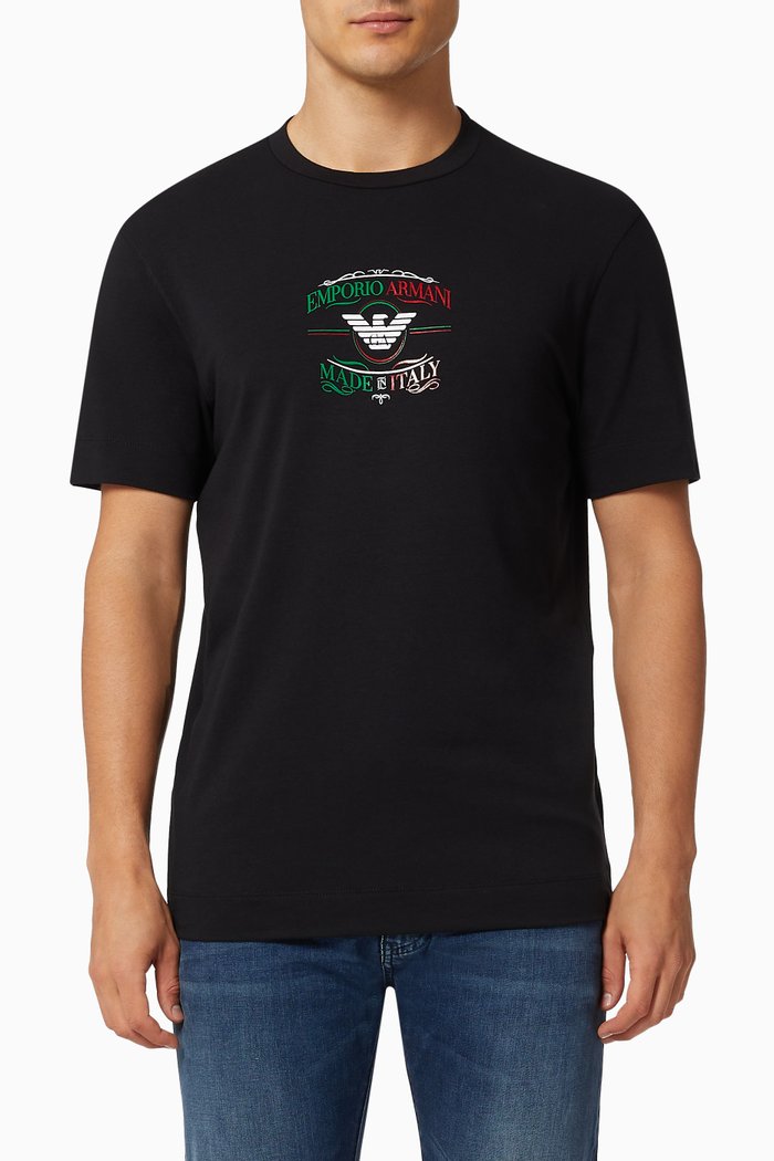 

EA Eagle 'Made in Italy' T-shirt in Jersey, Black