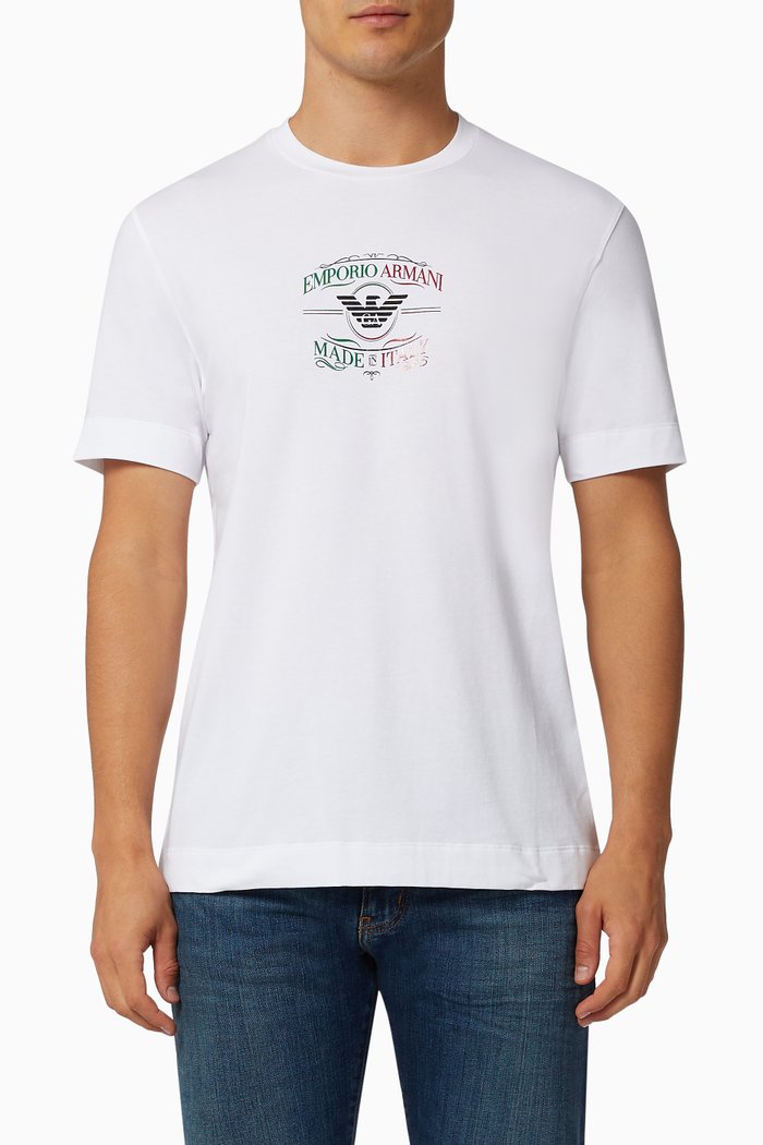 

EA Eagle 'Made in Italy' T-shirt in Jersey, White