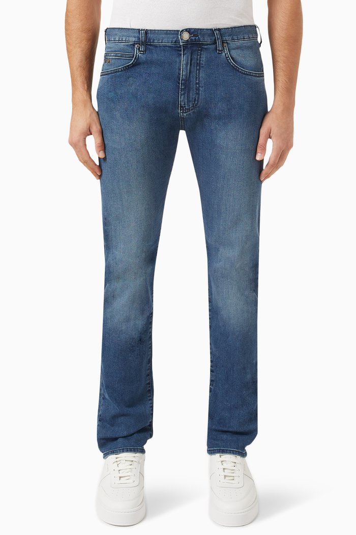 

Regular Fit Jeans in Stretch Denim, Blue