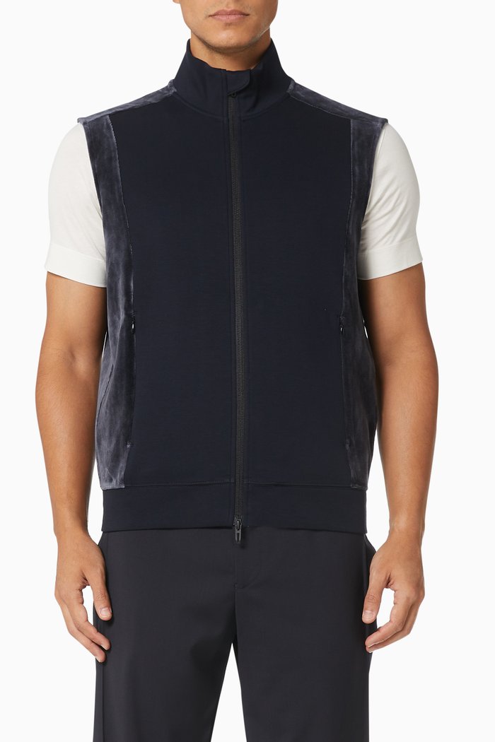 

Travel Capsule Gilet in Double Jersey, Blue