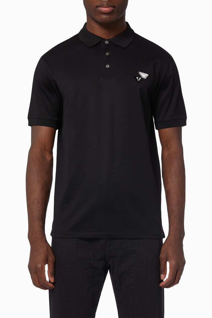 

EA Emoji Patch Polo Shirt in Cotton, Black