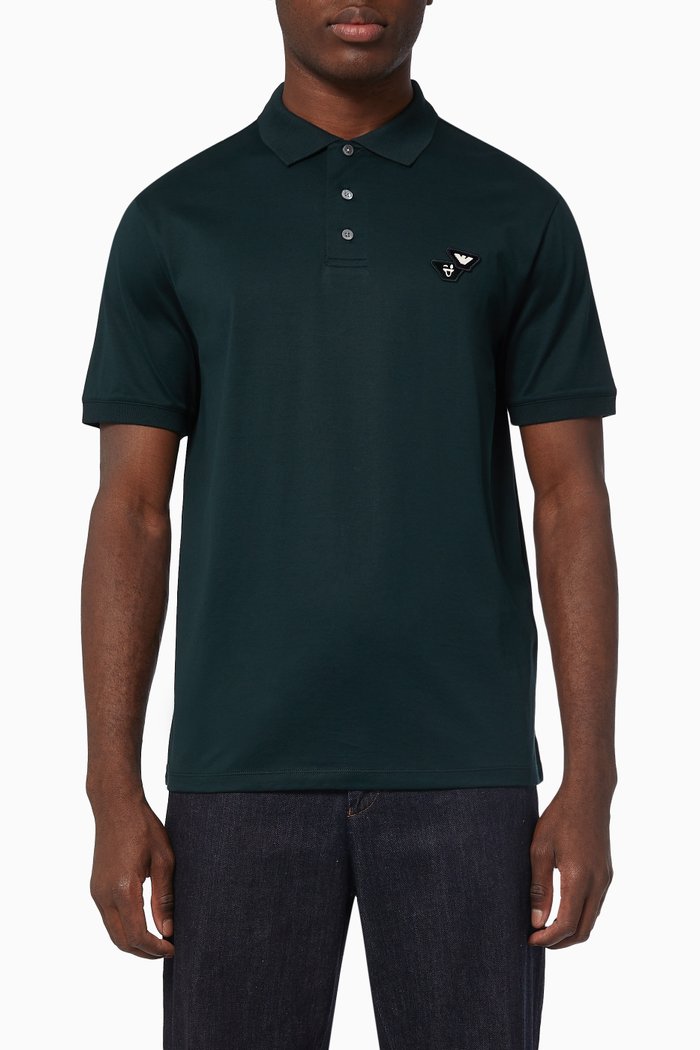 

EA Emoji Patch Polo Shirt in Cotton, Green