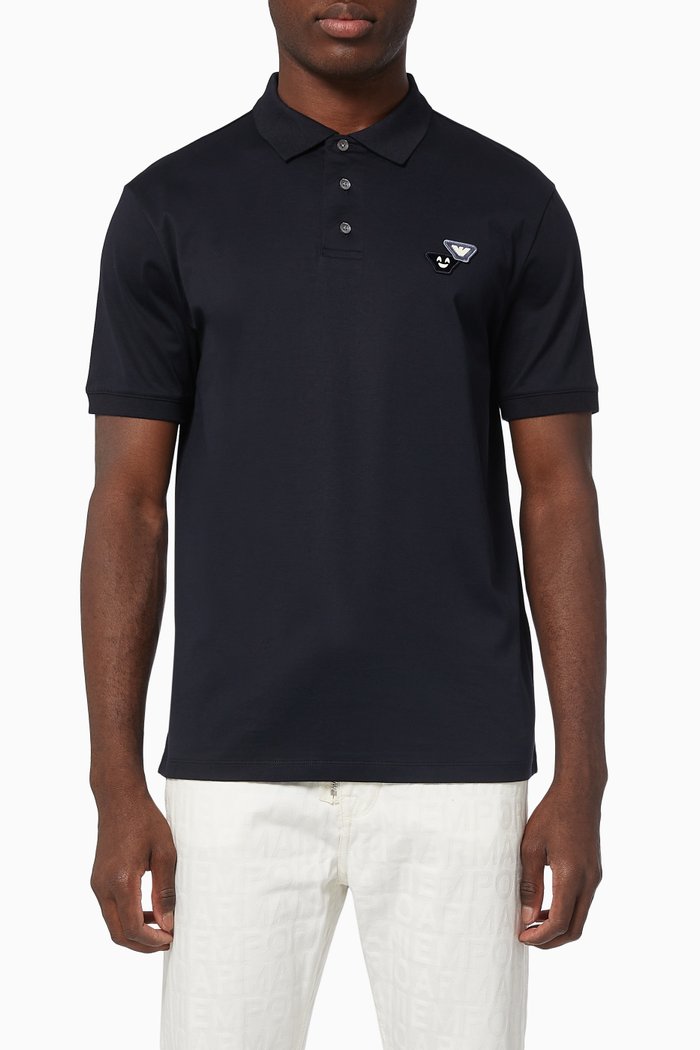 

EA Emoji Patch Polo Shirt in Cotton, Blue