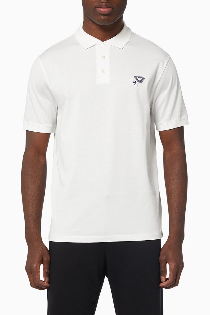

EA Emoji Patch Polo Shirt in Cotton, White