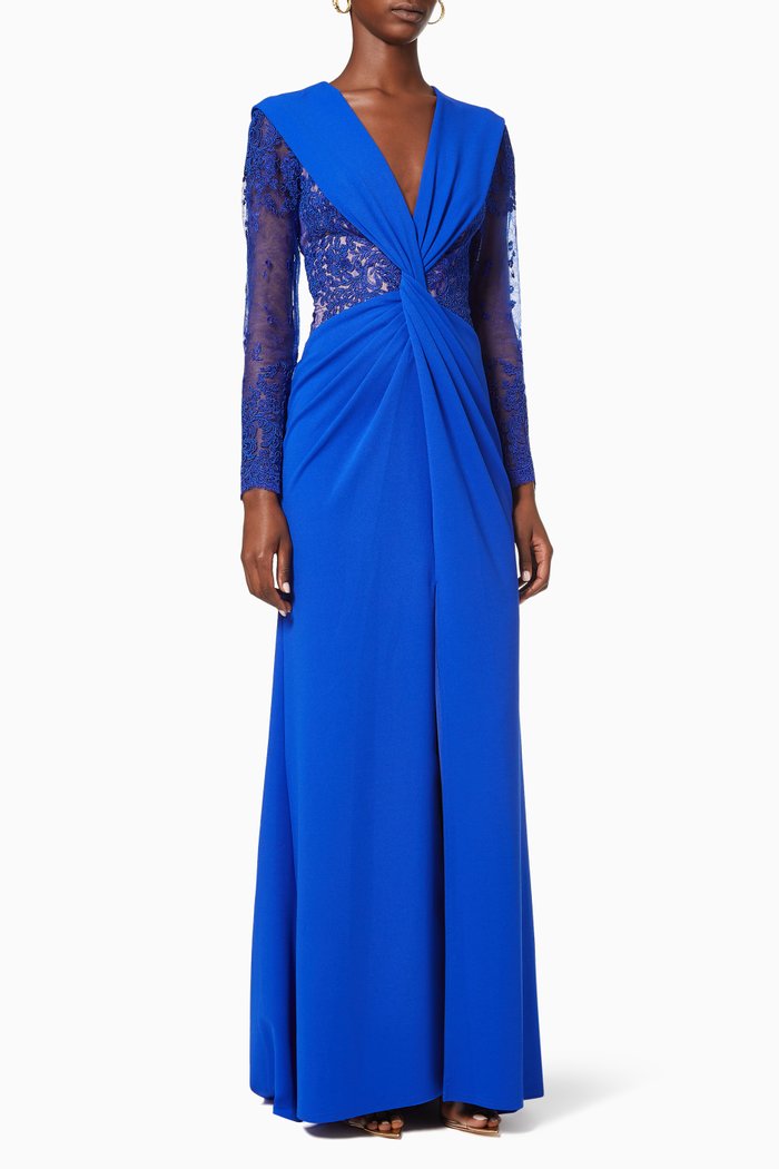 

Balik Twist-front Gown in Crepe, Blue